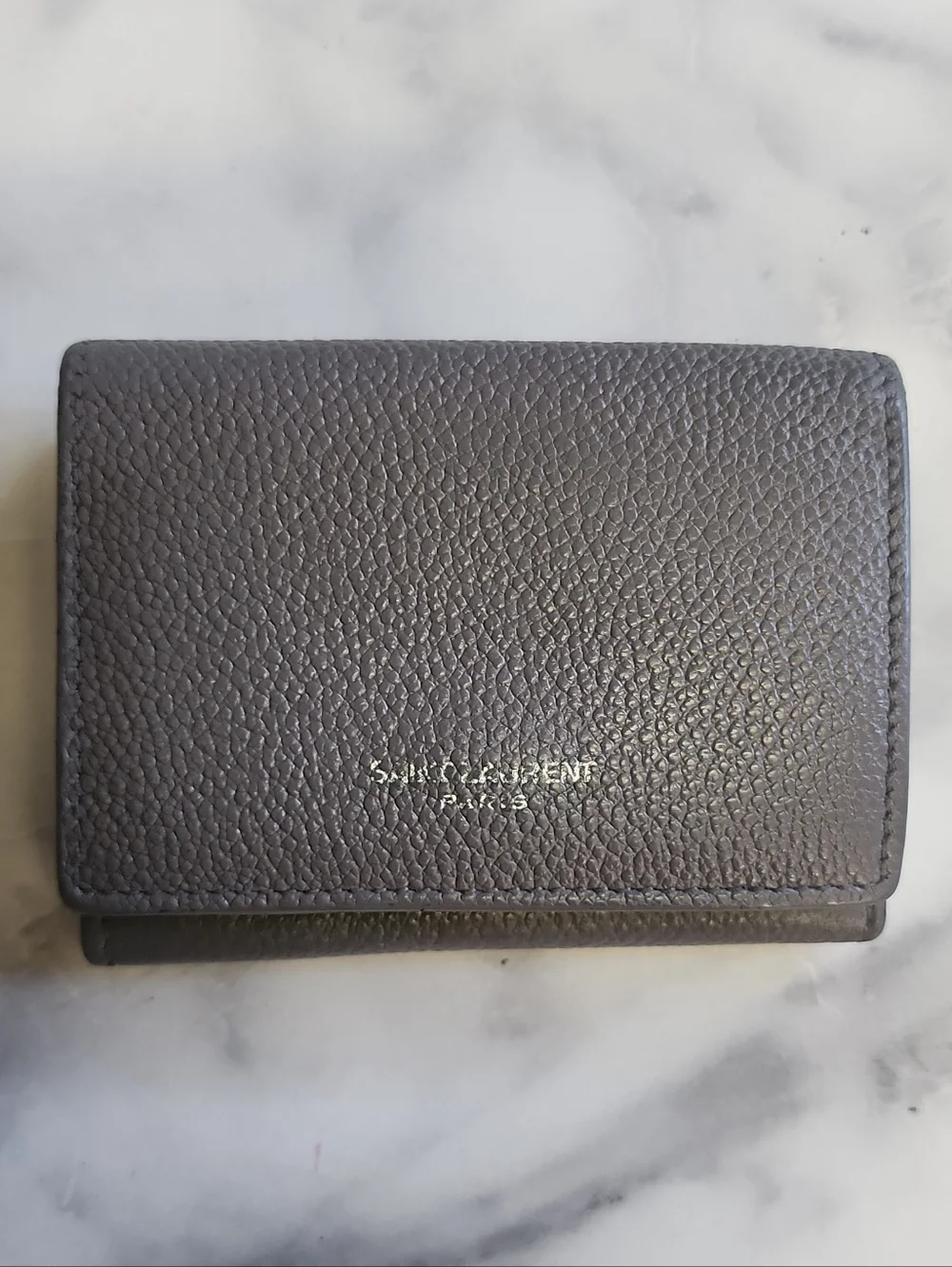 Authentic Gray Leather YSL compact Trifold Wallet - Picture 9 of 9